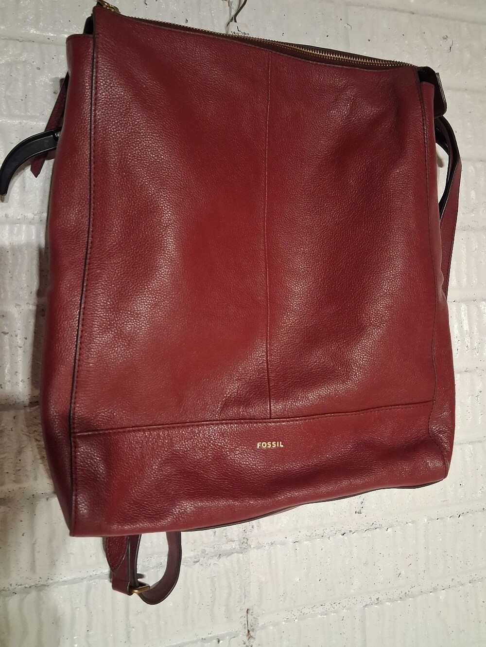 Fossil Elina Large Purse/ Backpack Pebbled Deep Red Leather